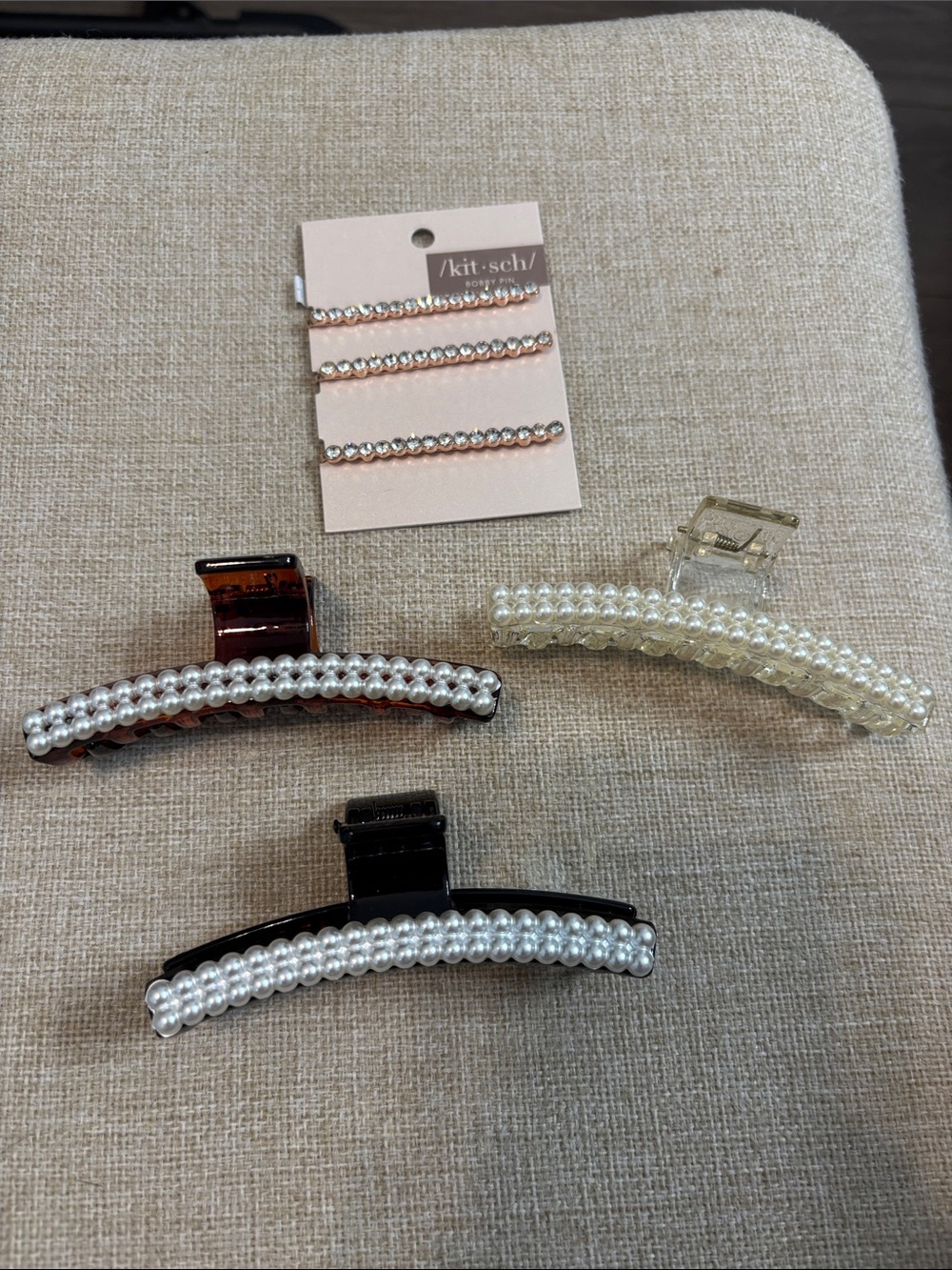 Kitsch Rhinestone Bobby Pins and 3 Unbranded Hair Claws with White Pearls